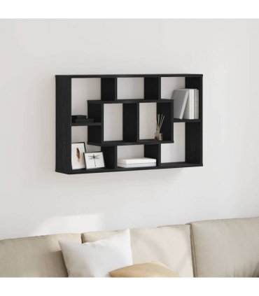 vidaXL Wall Shelf Black Oak 85 x 16 x 52.5 cm Engineered Wood