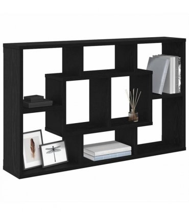 vidaXL Wall Shelf Black Oak 85 x 16 x 52.5 cm Engineered Wood