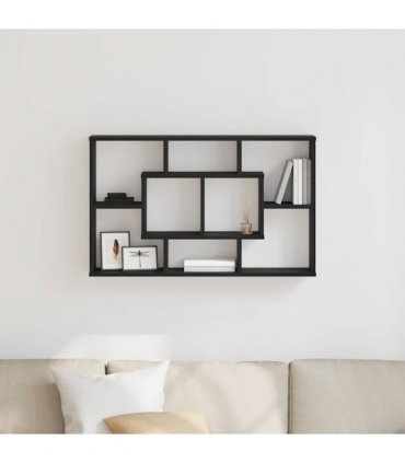 vidaXL Wall Shelf Black Oak 85 x 16 x 52.5 cm Engineered Wood