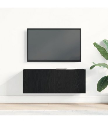vidaXL TV Cabinet Black Oak 80 x 30 x 30 cm Engineered Wood
