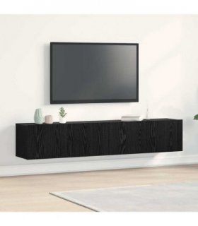 vidaXL TV Cabinet 2 pcs Black Oak 80 x 30 x 30 cm Engineered Wood