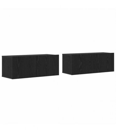 vidaXL TV Cabinet 2 pcs Black Oak 80 x 30 x 30 cm Engineered Wood