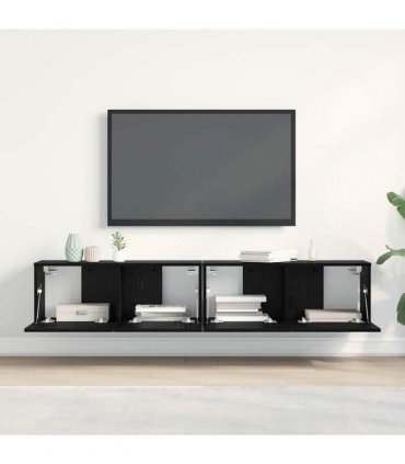 vidaXL TV Cabinet 2 pcs Black Oak 80 x 30 x 30 cm Engineered Wood