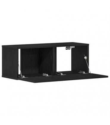 vidaXL TV Cabinet 2 pcs Black Oak 80 x 30 x 30 cm Engineered Wood