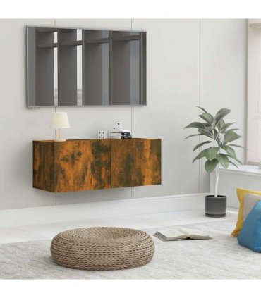 vidaXL TV Cabinet Smoked Oak 80x30x30 cm Engineered Wood