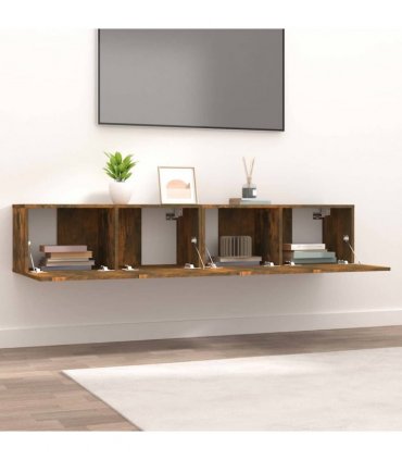 vidaXL TV Cabinets 2 pcs Smoked Oak 80x30x30 cm Engineered Wood