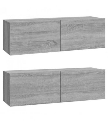 vidaXL Wall TV Cabinets 2 pcs Grey Sonoma 100x30x30 cm Engineered Wood