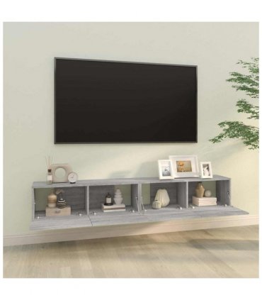 vidaXL Wall TV Cabinets 2 pcs Grey Sonoma 100x30x30 cm Engineered Wood