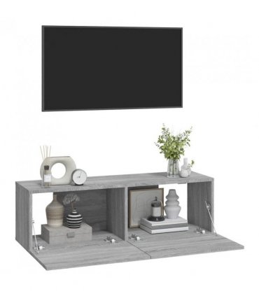 vidaXL Wall TV Cabinets 2 pcs Grey Sonoma 100x30x30 cm Engineered Wood