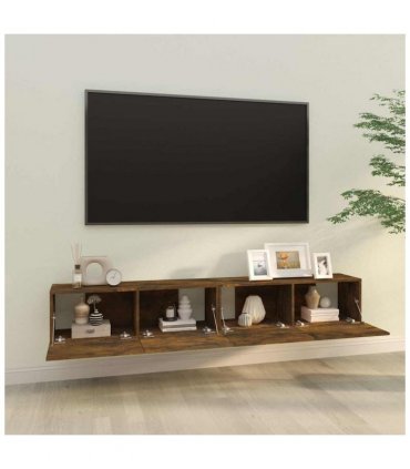 vidaXL Wall TV Cabinets 2 pcs Smoked Oak 100x30x30 cm Engineered Wood