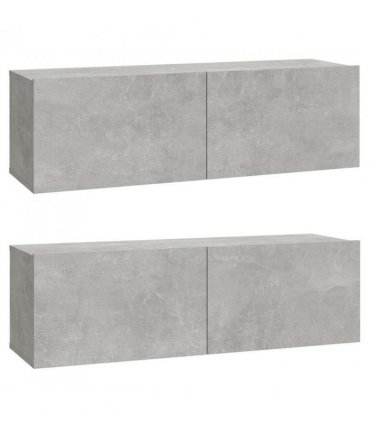 vidaXL Wall TV Cabinets 2 pcs Concrete Grey 100x30x30 cm Engineered Wood