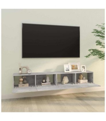 vidaXL Wall TV Cabinets 2 pcs Concrete Grey 100x30x30 cm Engineered Wood