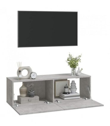 vidaXL Wall TV Cabinets 2 pcs Concrete Grey 100x30x30 cm Engineered Wood
