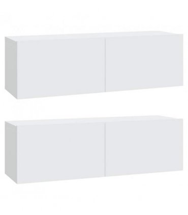 vidaXL Wall TV Cabinets 2 pcs White 100x30x30 cm Engineered Wood