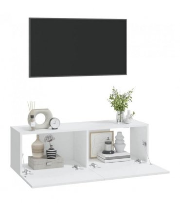 vidaXL Wall TV Cabinets 2 pcs White 100x30x30 cm Engineered Wood