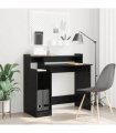 vidaXL Desk with Shelf Black Oak 97 x 45 x 90 cm Engineered Wood