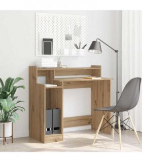 vidaXL Desk with Shelf Artisan Oak 97 x 45 x 90 cm Engineered Wood
