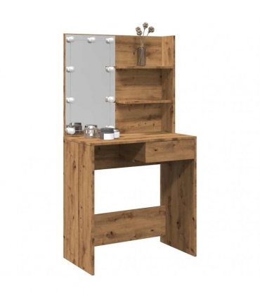 vidaXL Dressing Table with LED Artisan Oak 74.5x40x141 cm
