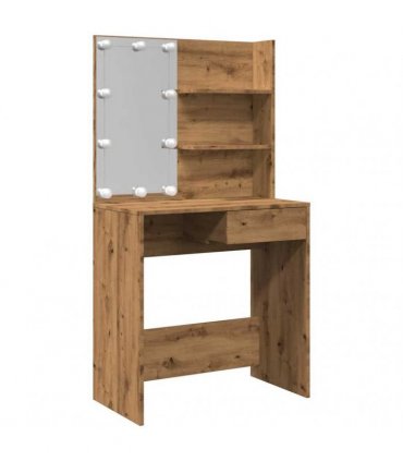 vidaXL Dressing Table with LED Artisan Oak 74.5x40x141 cm