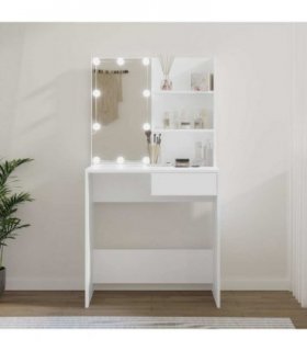 vidaXL Dressing Table with LED White 74.5x40x141 cm