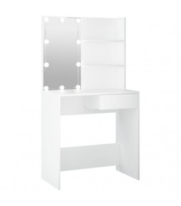 vidaXL Dressing Table with LED White 74.5x40x141 cm