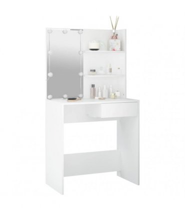 vidaXL Dressing Table with LED White 74.5x40x141 cm