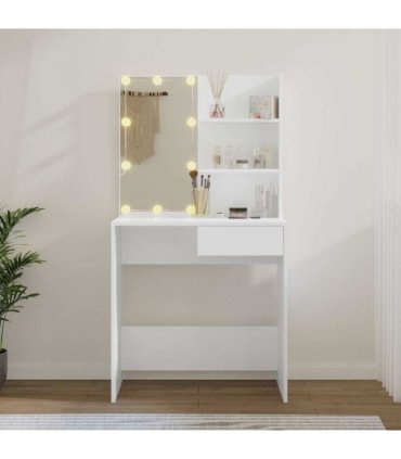 vidaXL Dressing Table with LED White 74.5x40x141 cm