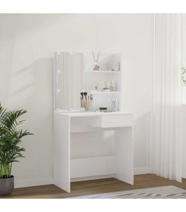 vidaXL Dressing Table with LED White 74.5x40x141 cm