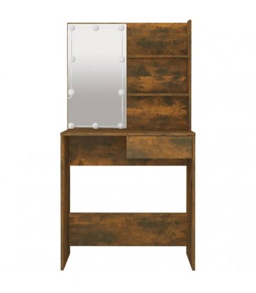 vidaXL Dressing Table with LED Smoked Oak 74.5x40x141 cm