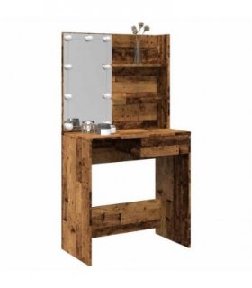 vidaXL Dressing Table with LED Old Wood 74.5x40x141 cm
