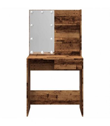 vidaXL Dressing Table with LED Old Wood 74.5x40x141 cm