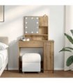 vidaXL Dressing Table with LED Artisan Oak 86.5x35x136 cm
