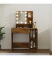 vidaXL Dressing Table with LED Smoked Oak 86.5x35x136 cm
