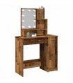vidaXL Dressing Table with LED Old Wood 86.5x35x136 cm