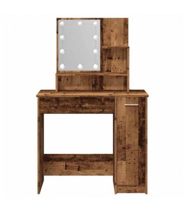 vidaXL Dressing Table with LED Old Wood 86.5x35x136 cm