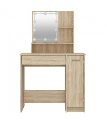 vidaXL Dressing Table with LED Sonoma Oak 86.5x35x136 cm