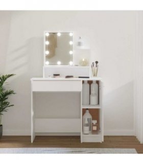 vidaXL Dressing Table with LED White 86.5x35x136 cm