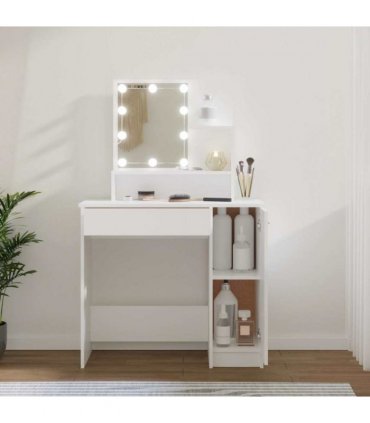 vidaXL Dressing Table with LED White 86.5x35x136 cm