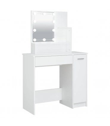vidaXL Dressing Table with LED White 86.5x35x136 cm