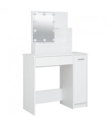vidaXL Dressing Table with LED White 86.5x35x136 cm