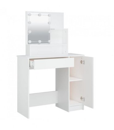 vidaXL Dressing Table with LED White 86.5x35x136 cm