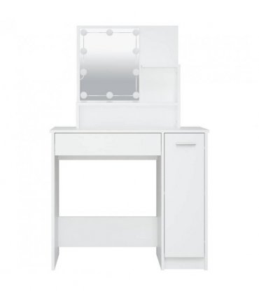 vidaXL Dressing Table with LED White 86.5x35x136 cm