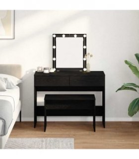 vidaXL Dressing Stool Black oak 70 x 35 x 45 cm Engineered wood