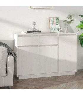 vidaXL Sideboard White 110x34x75 cm Solid Wood Pine