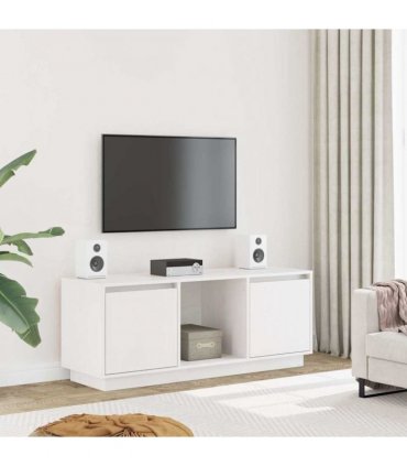 vidaXL TV Cabinet White 110.5x35x44 cm Solid Wood Pine