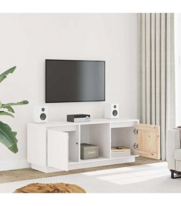 vidaXL TV Cabinet White 110.5x35x44 cm Solid Wood Pine