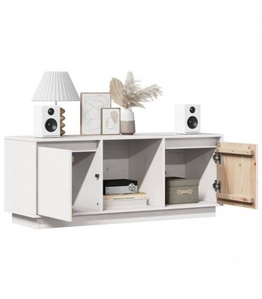 vidaXL TV Cabinet White 110.5x35x44 cm Solid Wood Pine