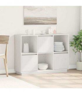 vidaXL Sideboard White 110.5x35x80 cm Solid Wood Pine