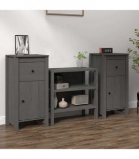 vidaXL Sideboards 2 pcs Grey 40x35x80 cm Solid Wood Pine — Model: bedside cabinet
