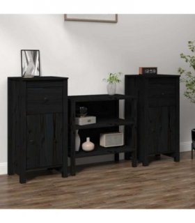 vidaXL Sideboard | Set of 2 | Black | Solid pine wood | Medium | Sideboard — Model: bedside cabinet
